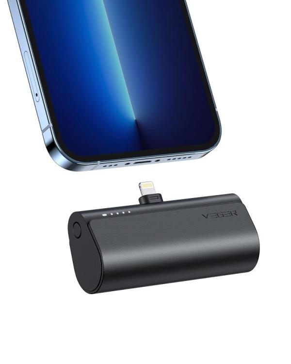 VEGER powerbank 5 000 mAh z wbudowanym złączem Lightning PD QC3.0 3A 20W PlugOn (W0556P) czarny