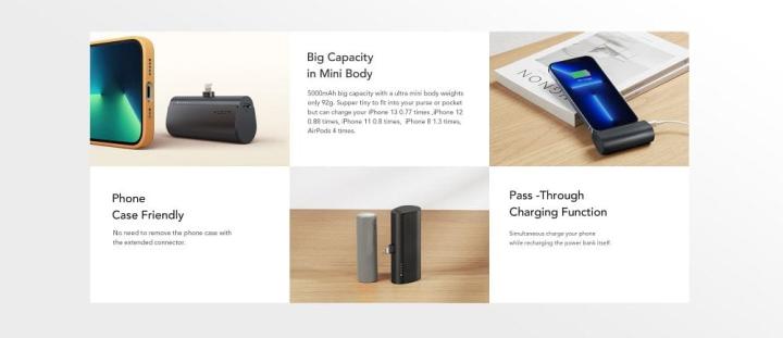 VEGER powerbank 5 000 mAh z wbudowanym złączem Lightning PD QC3.0 3A 20W PlugOn (W0556P) czarny