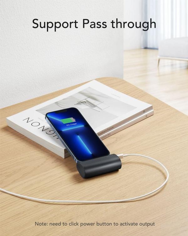 VEGER powerbank 5 000 mAh z wbudowanym złączem Lightning PD QC3.0 3A 20W PlugOn (W0556P) czarny