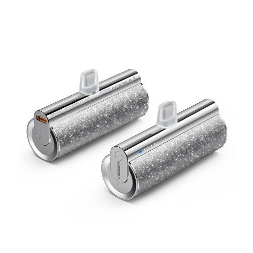 VEGER powerbank 5 000 mAh z wbudowanym złączem Lightning PD QC3.0 2,4A 12W PlugOn (W0573P) srebrny