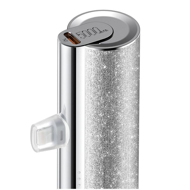 VEGER powerbank 5 000 mAh z wbudowanym złączem Lightning PD QC3.0 2,4A 12W PlugOn (W0573P) srebrny