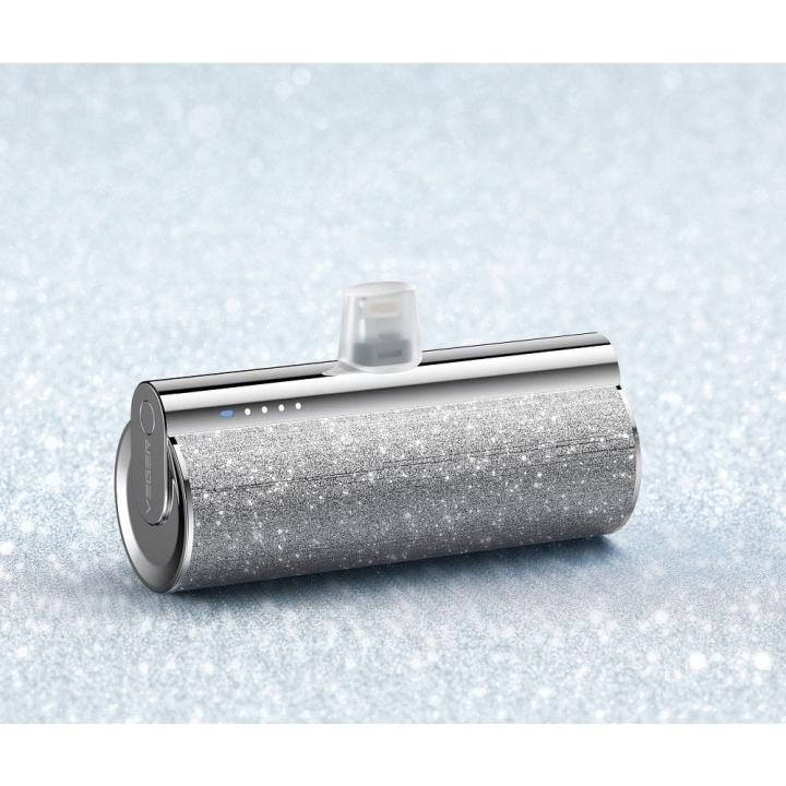 VEGER powerbank 5 000 mAh z wbudowanym złączem Lightning PD QC3.0 2,4A 12W PlugOn (W0573P) srebrny