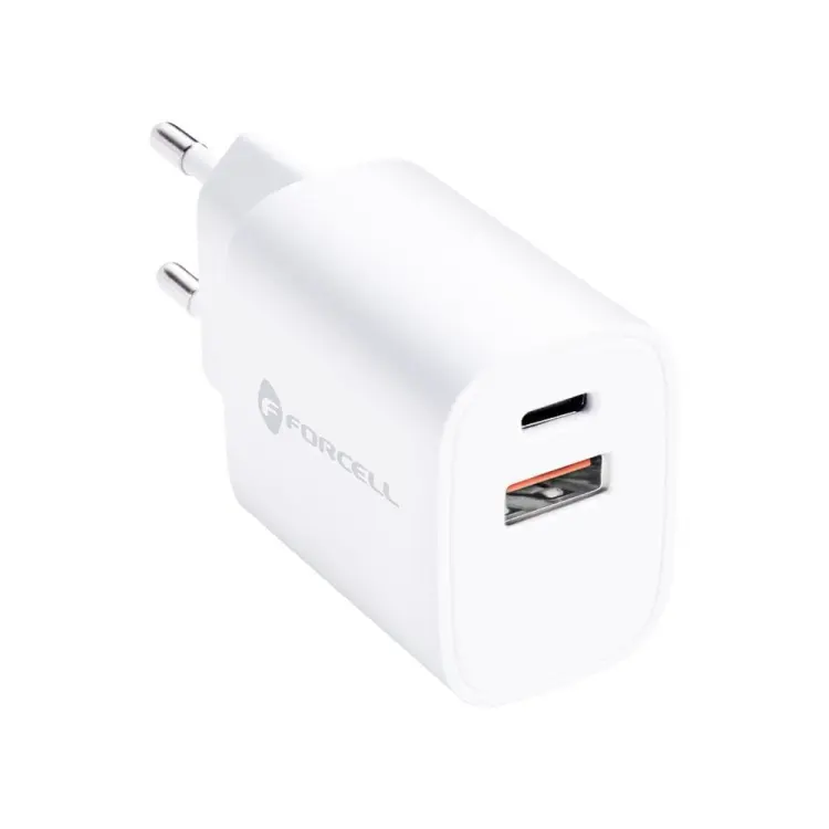 FORCELL F-ENERGY TFK-TC-30WPD ładowarka sieciowa Typ C + USB A PD QC4.0 3A 30W biała