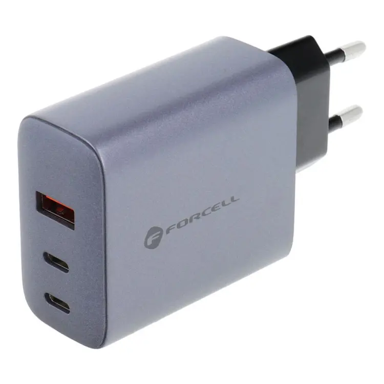 FORCELL F-ENERGY GaN VT-42B ładowarka sieciowa 2 x Typ C + USB A PD QC4.0 4A 65W szara