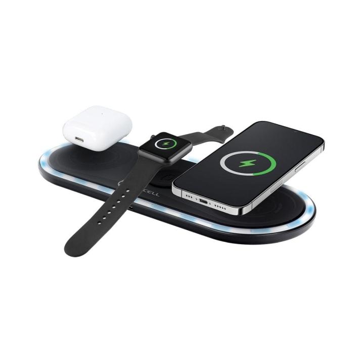FORCELL F-ENERGY Ellipse ładowarka indukcyjna 3w1 kompatybilna z Apple Qi QC 15W czarna