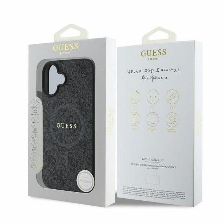 GUESS futerał do IPHONE 16 kompatybilny z MagSafe GUHMP16SG4GFRK (PU 4G Ring Classic Logo) czarny