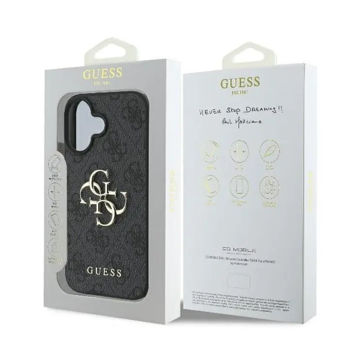 GUESS futerał do IPHONE 16 GUHCP16S4GMGGR (4G PU Big Logo) czarny