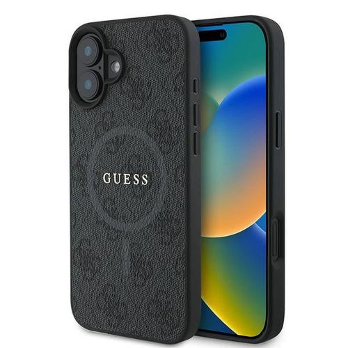 GUESS futerał do IPHONE 16 Plus kompatybilny z MagSafe GUHMP16MG4GFRK (PU 4G Ring Classic Logo) czarny