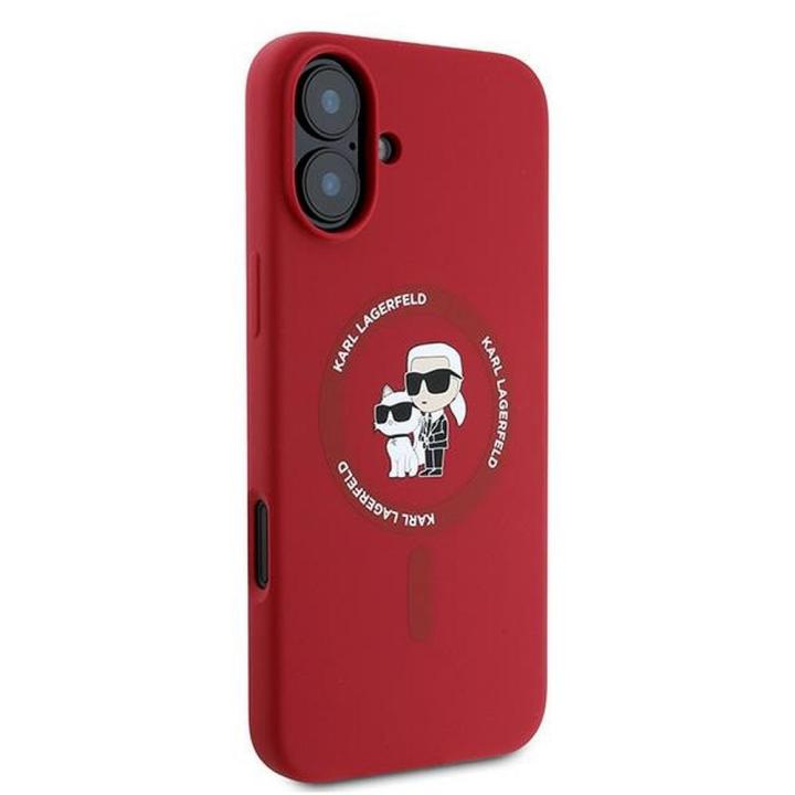 KARL LAGERFELD futerał do IPHONE 16 Plus kompatybilny z MagSafe KLHMP16MSCMKCRHR (Silicone KC Body Ring) czerwony