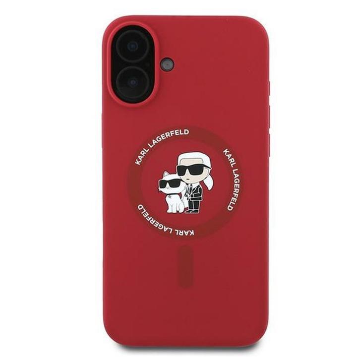 KARL LAGERFELD futerał do IPHONE 16 Plus kompatybilny z MagSafe KLHMP16MSCMKCRHR (Silicone KC Body Ring) czerwony