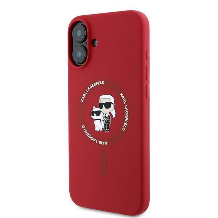 KARL LAGERFELD futerał do IPHONE 16 Plus kompatybilny z MagSafe KLHMP16MSCMKCRHR (Silicone KC Body Ring) czerwony