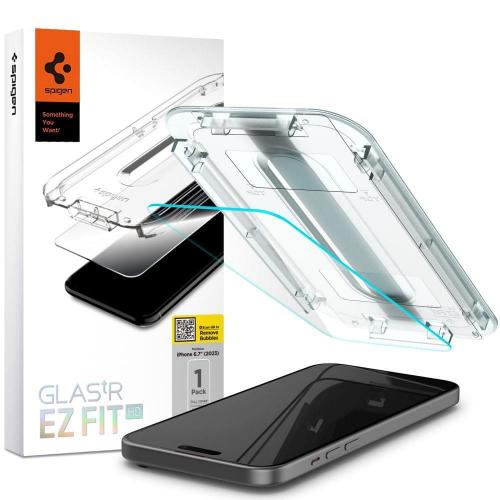 SPIGEN szkło hartowane GLAS.TR"EZ FIT" do IPHONE 15 Plus transparent