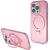 GUESS futerał do IPHONE 15 Pro kompatybilny z MagSafe GUHMP15LHRSGSP (Glitter Script Logo Ring stand) różowy