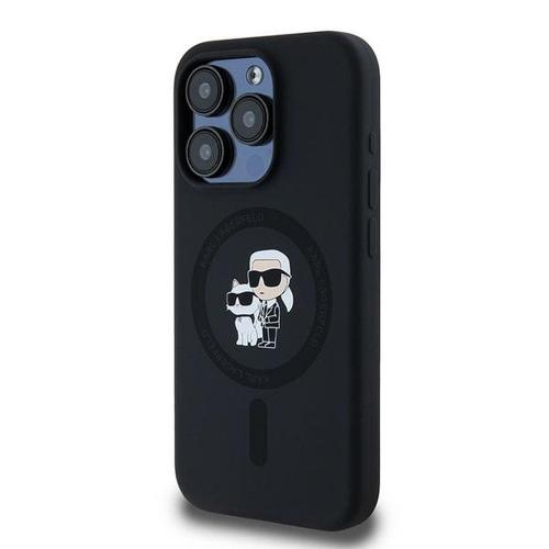 KARL LAGERFELD futerał do IPHONE 15 Pro kompatybilny z MagSafe KLHMP15LSCMKCRHK (Silicone KC Body Ring) czarny