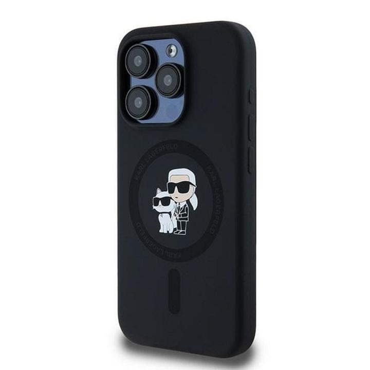 KARL LAGERFELD futerał do IPHONE 15 Pro kompatybilny z MagSafe KLHMP15LSCMKCRHK (Silicone KC Body Ring) czarny