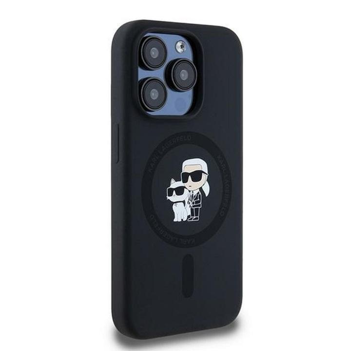 KARL LAGERFELD futerał do IPHONE 15 Pro kompatybilny z MagSafe KLHMP15LSCMKCRHK (Silicone KC Body Ring) czarny