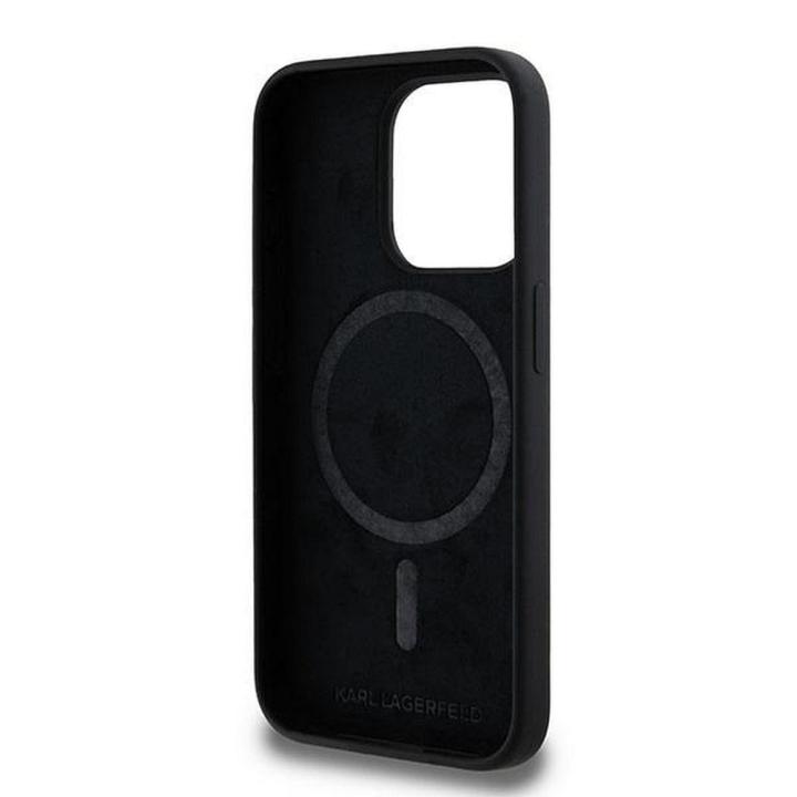 KARL LAGERFELD futerał do IPHONE 15 Pro kompatybilny z MagSafe KLHMP15LSCMKCRHK (Silicone KC Body Ring) czarny