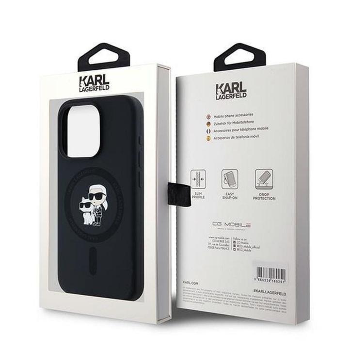 KARL LAGERFELD futerał do IPHONE 15 Pro kompatybilny z MagSafe KLHMP15LSCMKCRHK (Silicone KC Body Ring) czarny