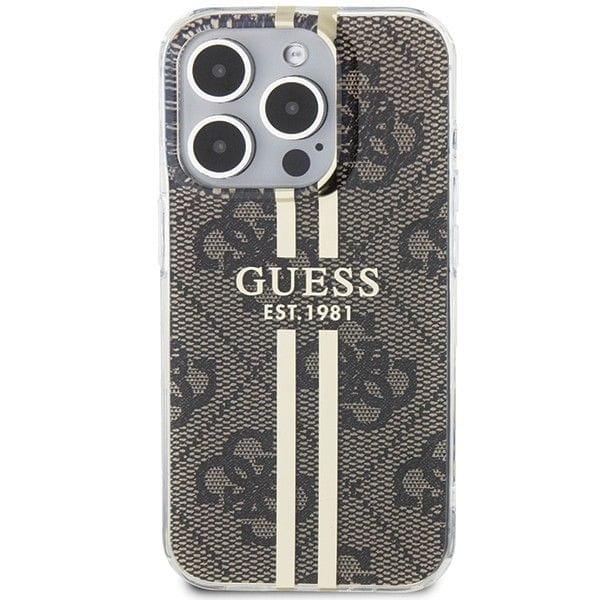 GUESS futerał do IPHONE 15 Pro GUHCP15MH4PSEGW (4G Gold Stripe) brązowy