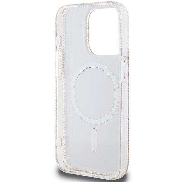 GUESS futerał do IPHONE 15 Pro kompatybilny z MagSafe GUHMP15LHGCUSTGW (IML GCUBE) brązowy