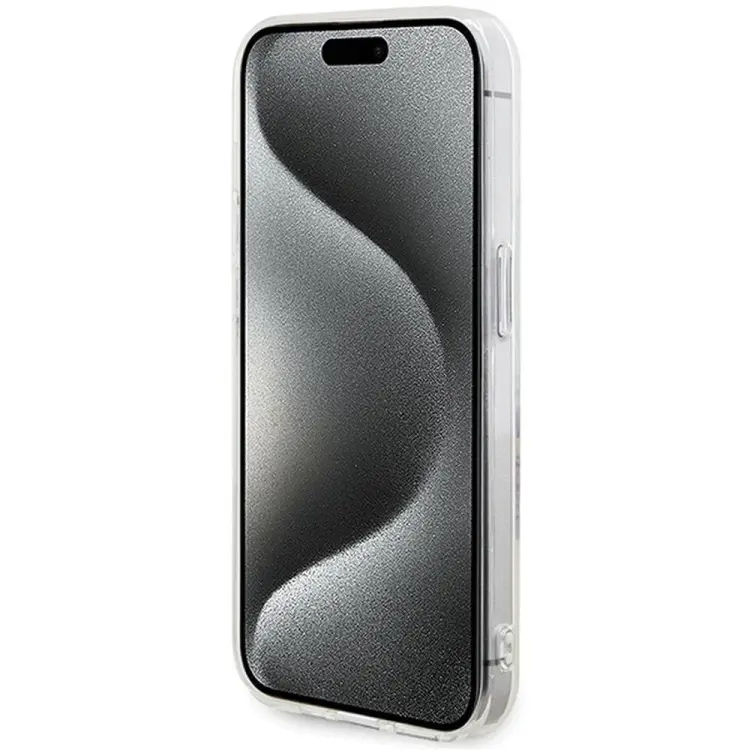 GUESS futerał do IPHONE 15 Pro kompatybilny z MagSafe GUHMP15LHFWFCT (Flowers Wreath) transparentny