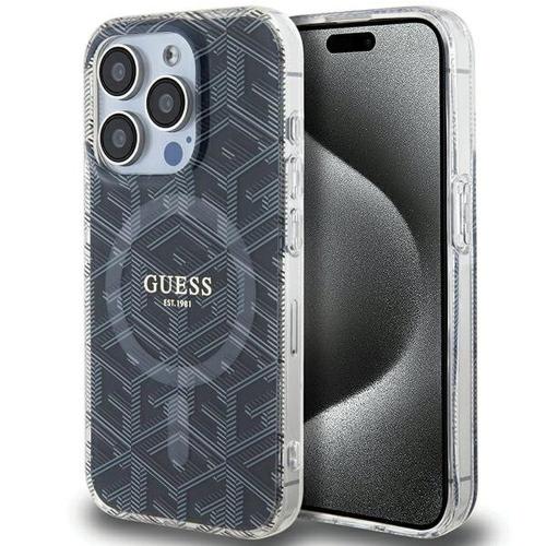 GUESS futerał do IPHONE 15 Pro Max kompatybilny z MagSafe GUHMP15XHGCUSTGK (IML GCUBE) czarny