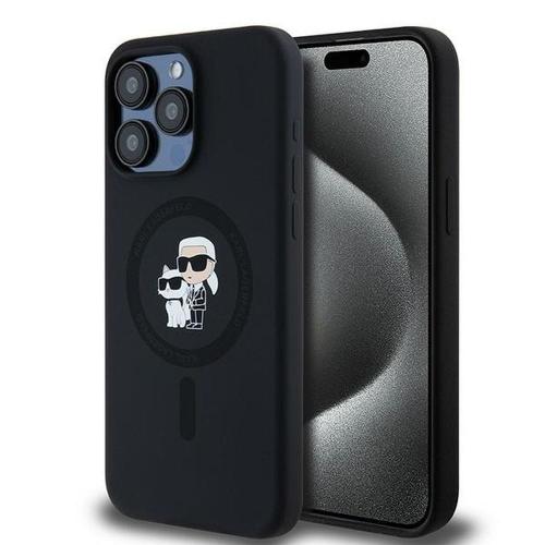 KARL LAGERFELD futerał do IPHONE 15 Pro Max kompatybilny z MagSafe KLHMP15XSCMKCRHK (Silicone KC Body Ring) czarny