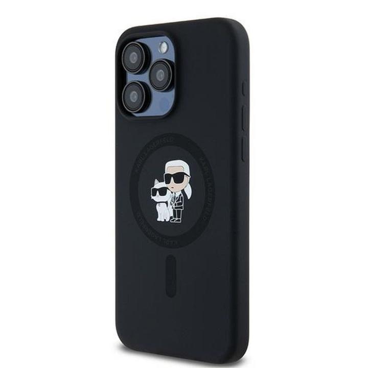 KARL LAGERFELD futerał do IPHONE 15 Pro Max kompatybilny z MagSafe KLHMP15XSCMKCRHK (Silicone KC Body Ring) czarny