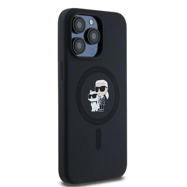 KARL LAGERFELD futerał do IPHONE 15 Pro Max kompatybilny z MagSafe KLHMP15XSCMKCRHK (Silicone KC Body Ring) czarny