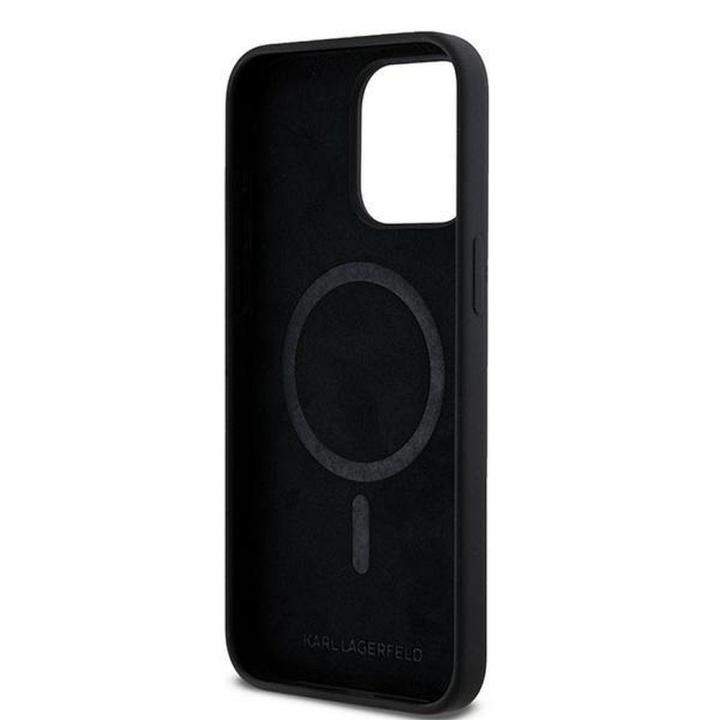 KARL LAGERFELD futerał do IPHONE 15 Pro Max kompatybilny z MagSafe KLHMP15XSCMKCRHK (Silicone KC Body Ring) czarny