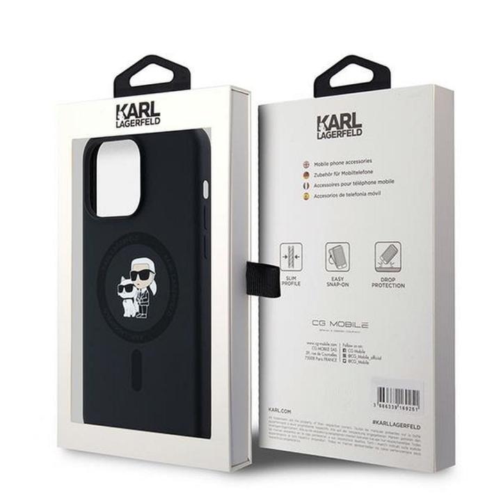 KARL LAGERFELD futerał do IPHONE 15 Pro Max kompatybilny z MagSafe KLHMP15XSCMKCRHK (Silicone KC Body Ring) czarny