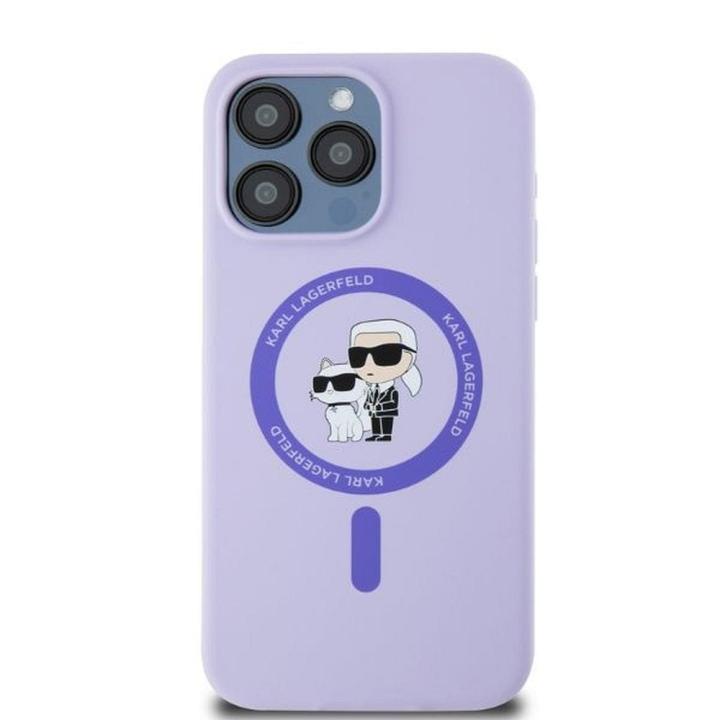 KARL LAGERFELD futerał do IPHONE 15 Pro Max kompatybilny z MagSafe KLHMP15XSCMKCRHU (Silicone KC Body Ring) fioletowy