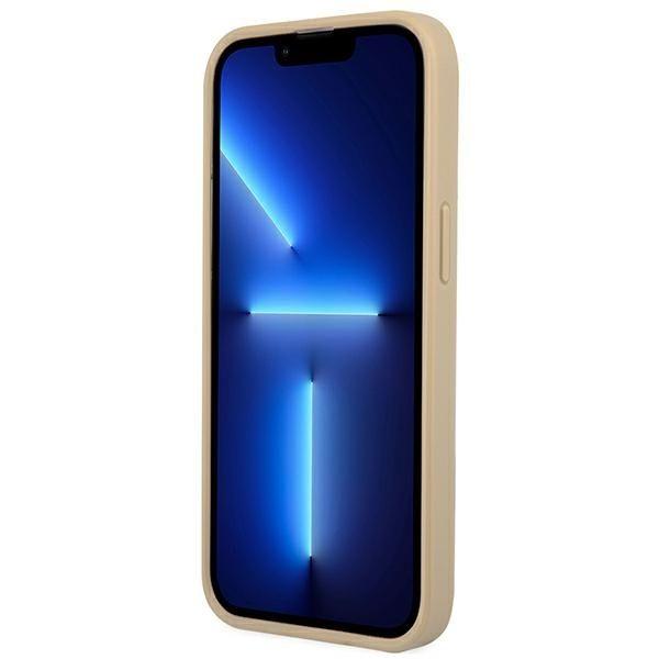 GUESS futerał do IPHONE 13 / 14 / 15 GUHCP14SPSATLE (SaffianoTriangle Logo) beżowy