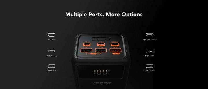 VEGER powerbank 50 000 mAh PD QC3.0 5A 22,5W Tank Lite (W5001) czarny