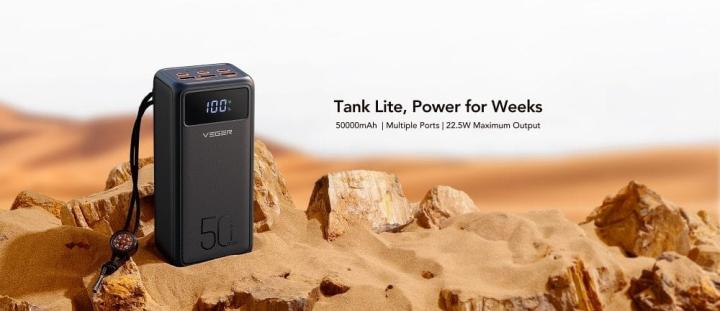 VEGER powerbank 50 000 mAh PD QC3.0 5A 22,5W Tank Lite (W5001) czarny