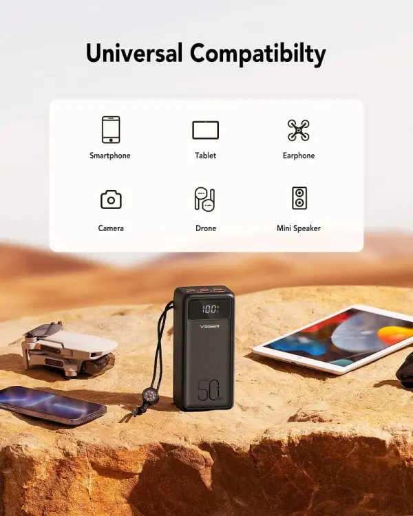 VEGER powerbank 50 000 mAh PD QC3.0 5A 22,5W Tank Lite (W5001) czarny
