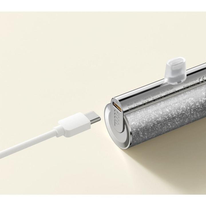VEGER powerbank 5 000 mAh z wbudowanym złączem Typ C PD QC3.0 2,4A 12W PlugOn (W0573) srebrny