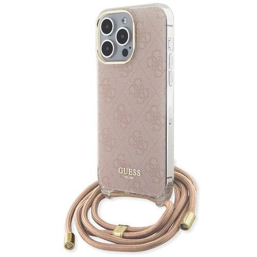 GUESS futerał do IPHONE 15 Pro Max GUHCP15XHC4SEP (Crossbody Cord 4G Print) różowy
