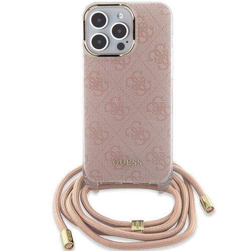 GUESS futerał do IPHONE 15 Pro Max GUHCP15XHC4SEP (Crossbody Cord 4G Print) różowy