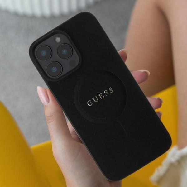 GUESS futerał do IPHONE 16 Plus kompatybilny z MagSafe GUHMP16MPSAHMCK (PU Saffiano Classic Logo) czarny