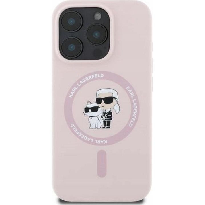 KARL LAGERFELD futerał do IPHONE 16 kompatybilny z MagSafe KLHMP16SSCMKCRHP (Silicone KC Body Ring) różowy
