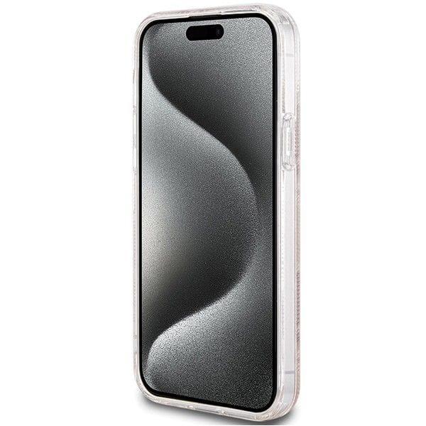 GUESS futerał do IPHONE 15 kompatybilny z MagSafe GUHMP15SHGCUSTGW (IML GCUBE) brązowy