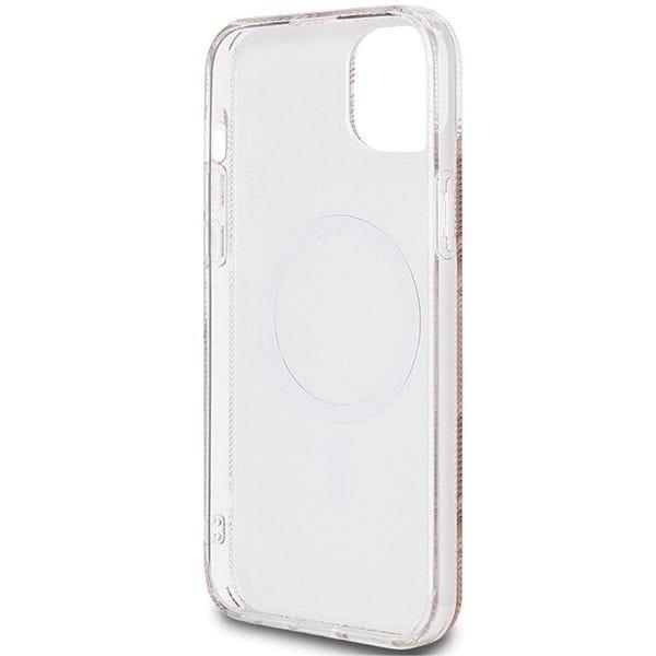 GUESS futerał do IPHONE 15 kompatybilny z MagSafe GUHMP15SHGCUSTGW (IML GCUBE) brązowy