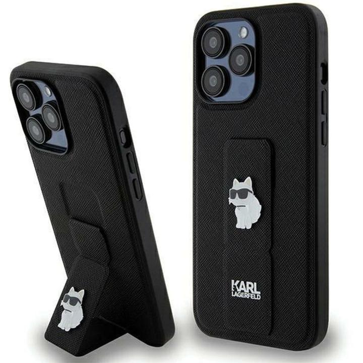 KARL LAGERFELD futerał do IPHONE 13 Pro Max KLHCP13XGSACHPK (Gripstand Saffiano choupette PIN) czarny