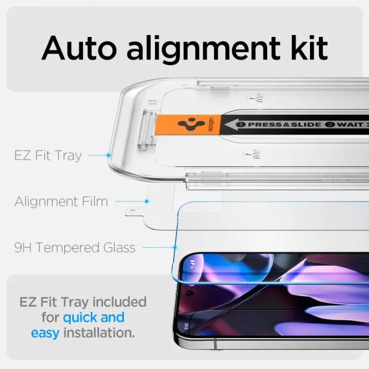 SZKŁO HARTOWANE SPIGEN GLAS.TR ”EZ FIT” 2-PACK GOOGLE PIXEL 9 / 9 PRO CLEAR