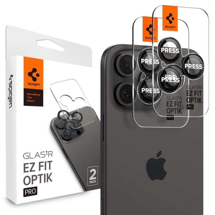 OSŁONA APARATU SPIGEN OPTIK PRO GLAS.TR ”EZ FIT” CAMERA PROTECTOR 2-PACK IPHONE 14 PRO / PRO MAX / 15 PRO / PRO MAX / 16 PRO / PRO MAX BLACK