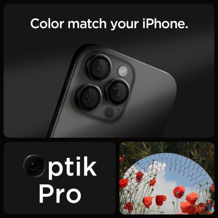 OSŁONA APARATU SPIGEN OPTIK PRO GLAS.TR ”EZ FIT” CAMERA PROTECTOR 2-PACK IPHONE 14 PRO / PRO MAX / 15 PRO / PRO MAX / 16 PRO / PRO MAX BLACK