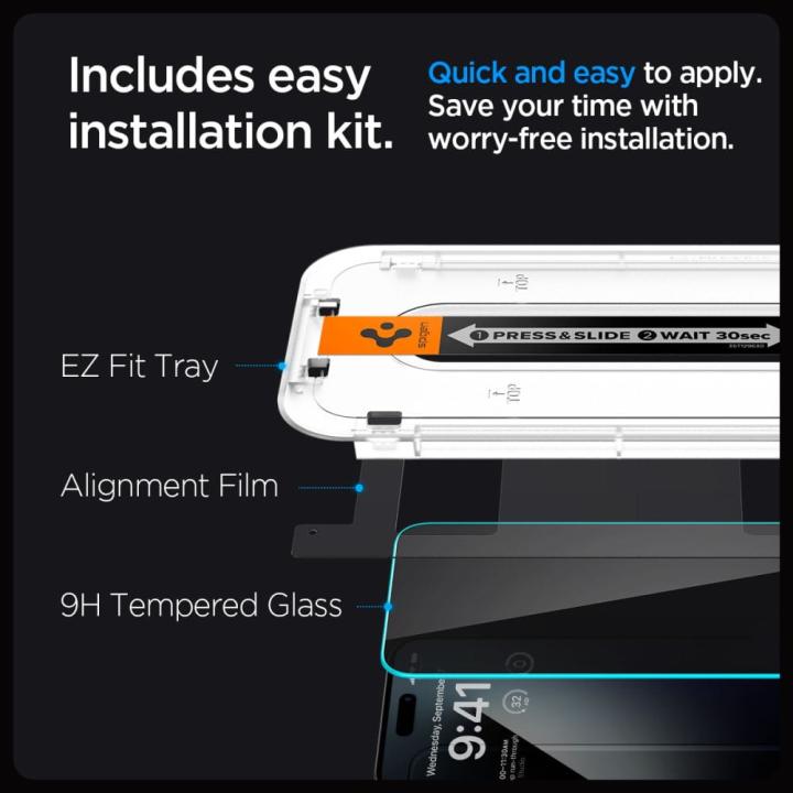 SZKŁO HARTOWANE SPIGEN GLAS.TR ”EZ FIT” IPHONE 15 PLUS PRIVACY