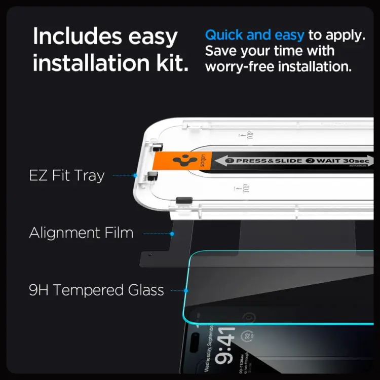 SZKŁO HARTOWANE SPIGEN GLAS.TR ”EZ FIT” IPHONE 15 PLUS PRIVACY