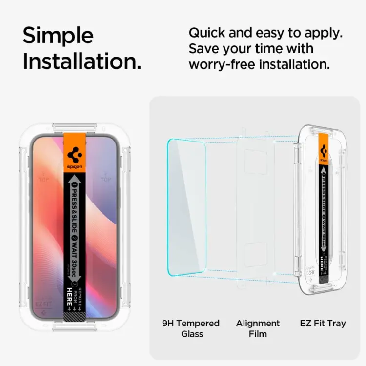 SZKŁO HARTOWANE SPIGEN GLAS.TR ”EZ FIT” IPHONE 15 / 16 CLEAR